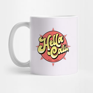 Hella Cali Orange Sun Yellow Lettering Logo Mug